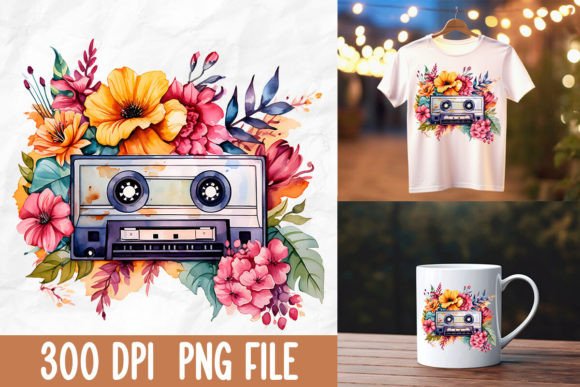 Download Retro 80s Vintage Cassette Tape Flower - 80s Collection