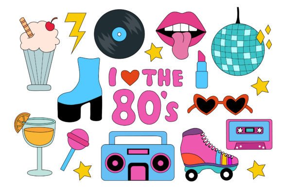 Download Set of 80s Retro Elements - 80s Collection