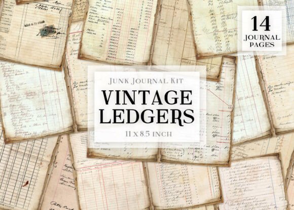 Download Vintage Ledgers Junk Journal Kit - Junk journal kit Collection